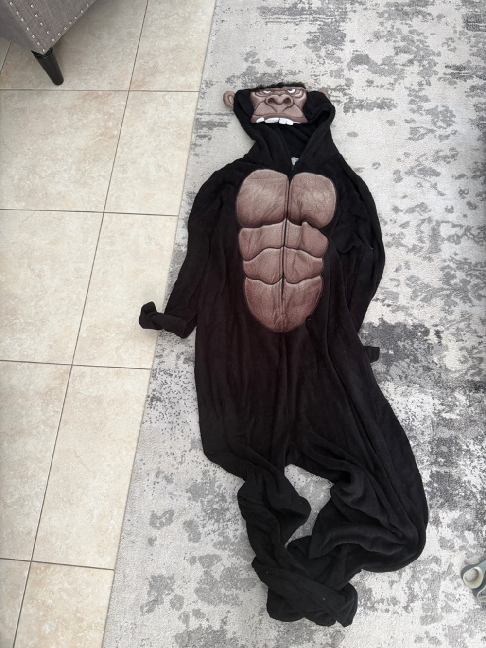 Black Gorilla Onesie with Padded Chest Detail
